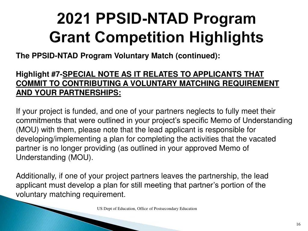 the ppsid ntad program voluntary match continued