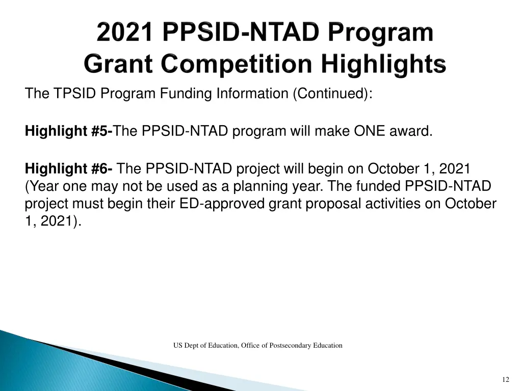 the tpsid program funding information continued