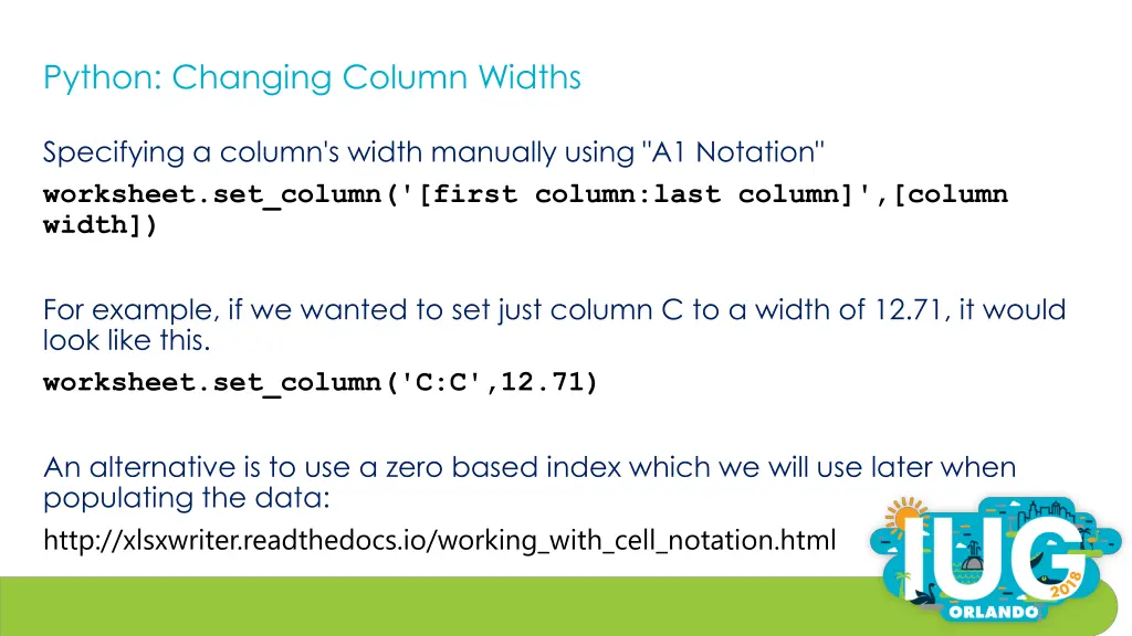 python changing column widths