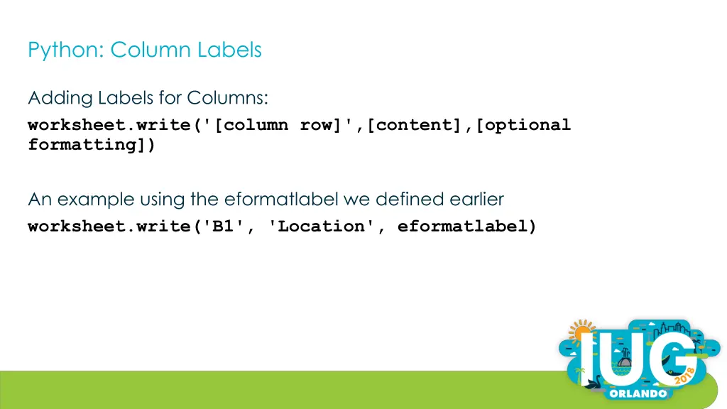 python column labels