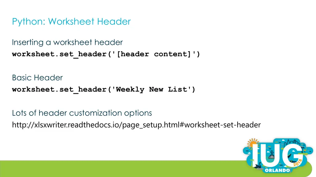 python worksheet header