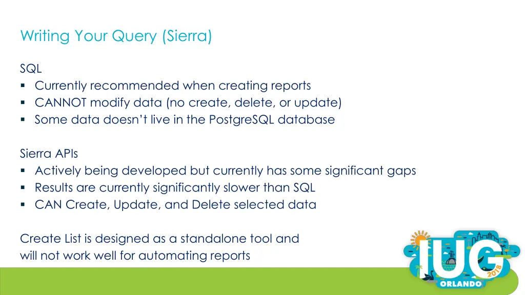 writing your query sierra