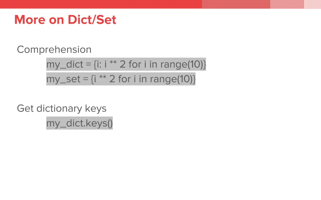 more on dict set
