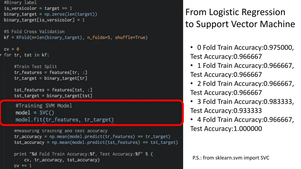 from logistic regression to support vector machine