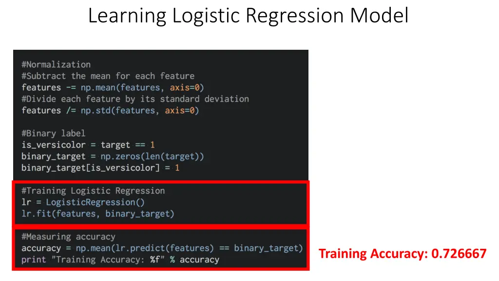 learning logistic regression model
