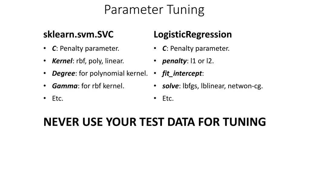parameter tuning