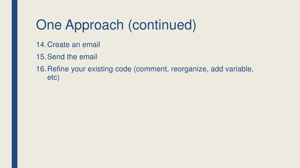 one approach continued 2