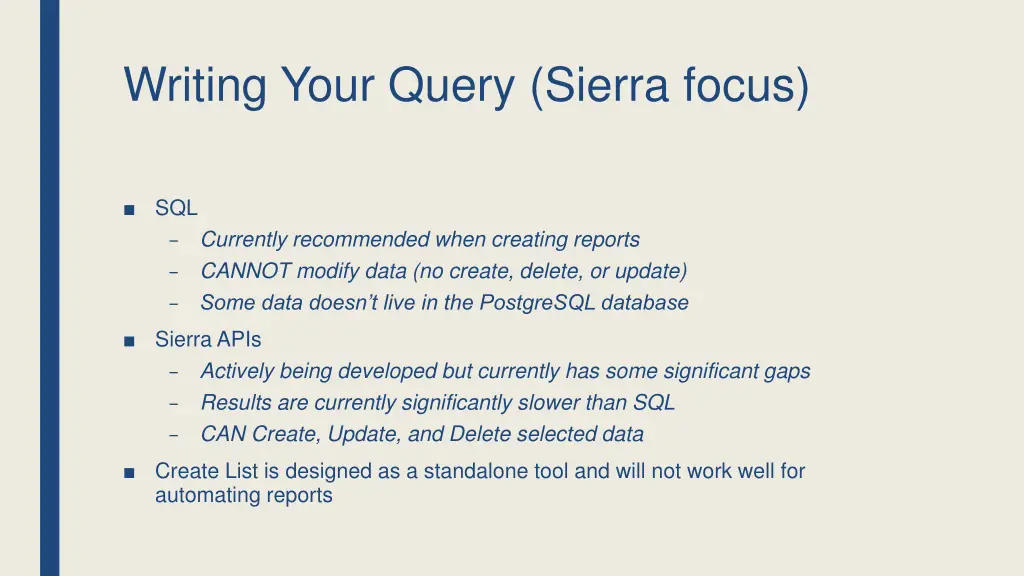 writing your query sierra focus