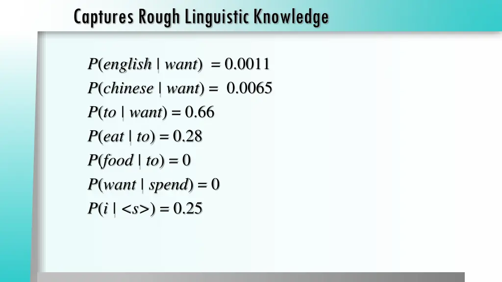 captures rough linguistic knowledge