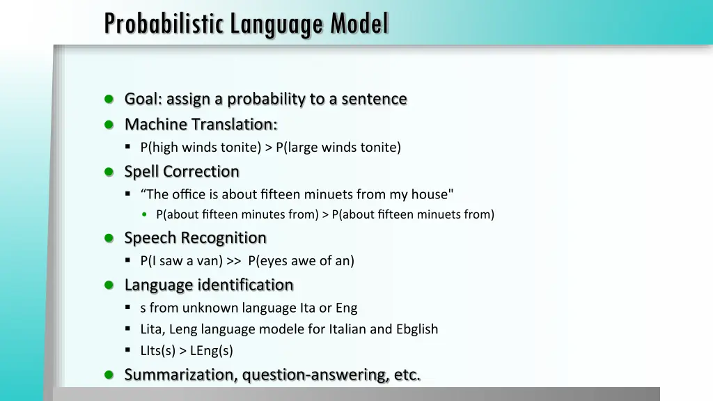 probabilistic language model