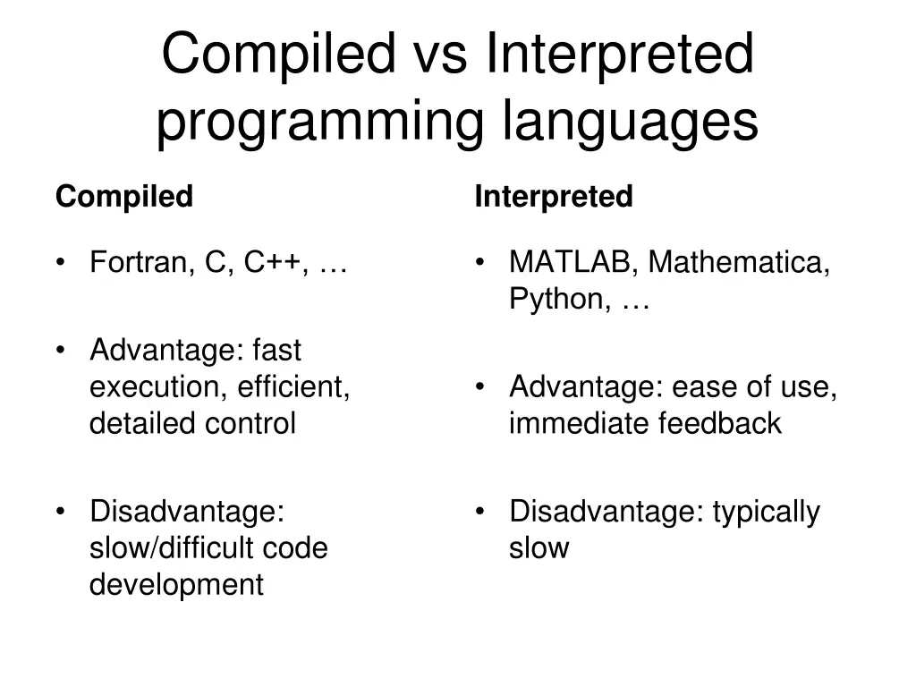compiled vs interpreted programming languages