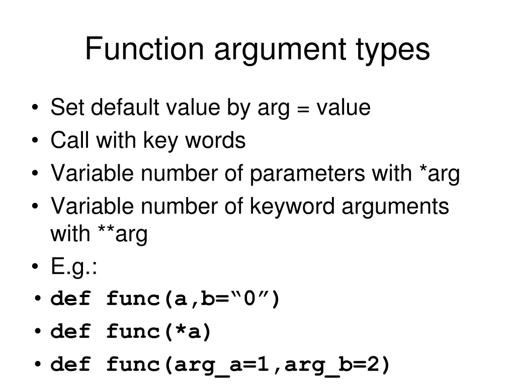 function argument types