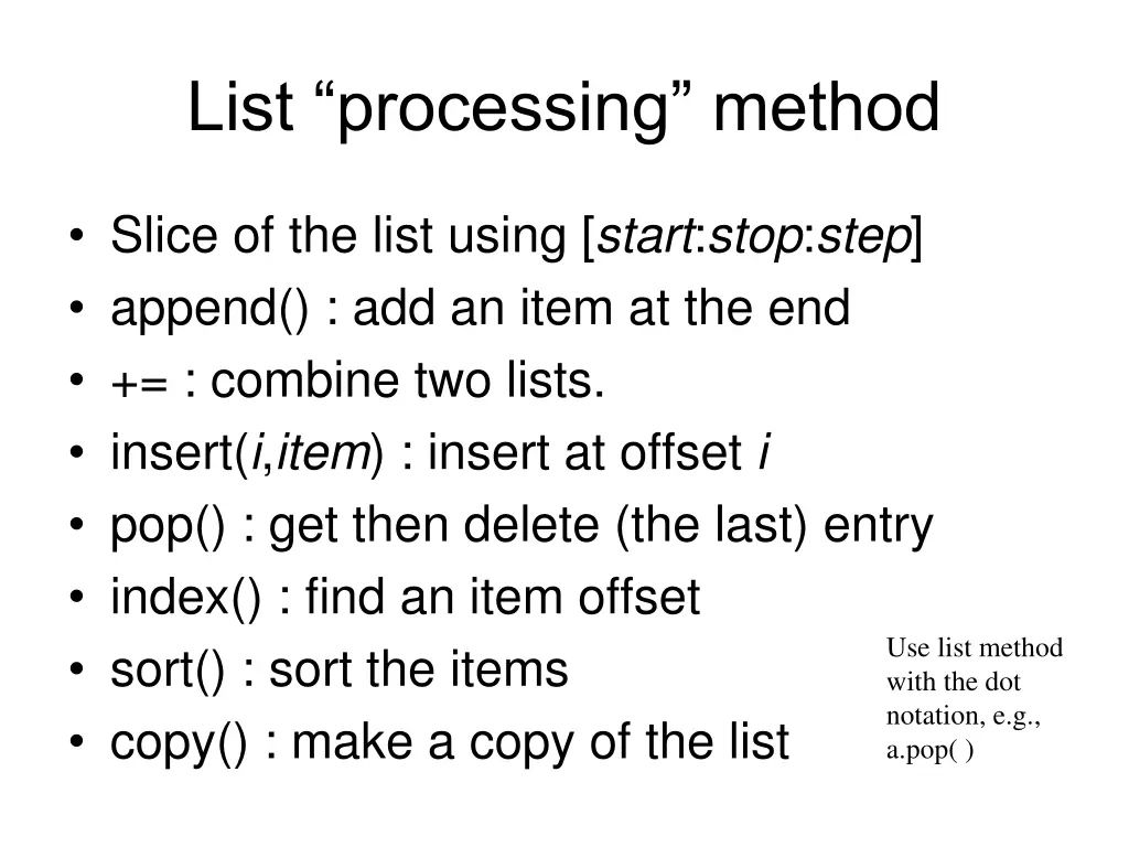 list processing method