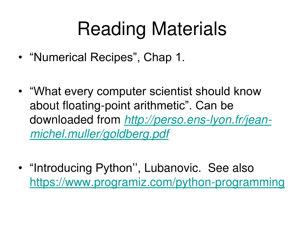 reading materials
