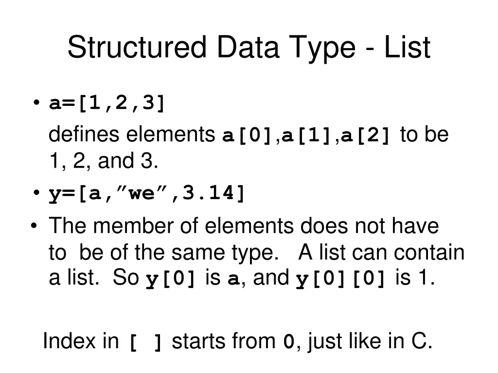 structured data type list