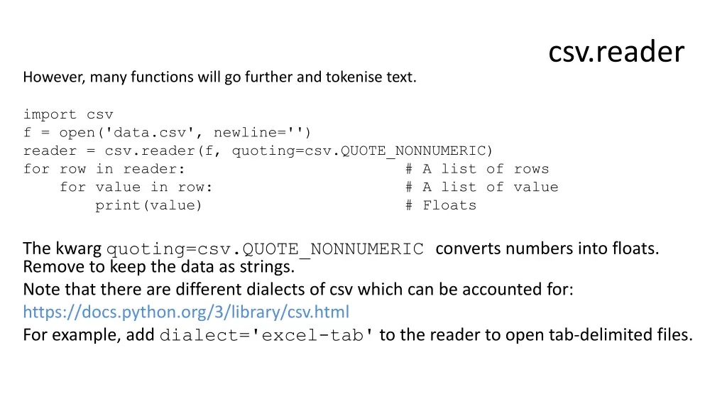 csv reader