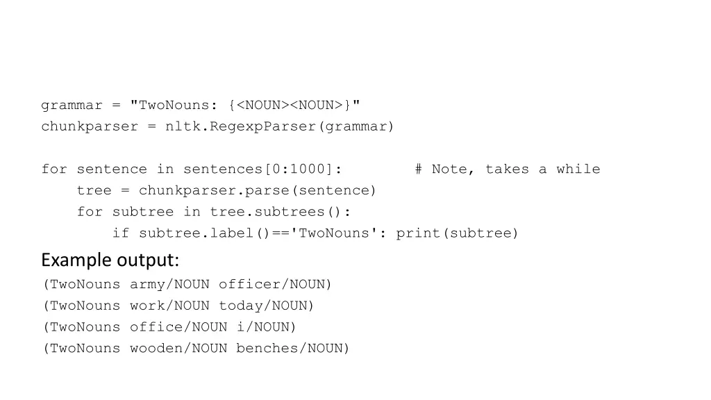 grammar twonouns noun noun chunkparser nltk