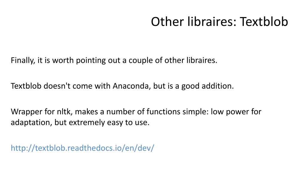other libraires textblob