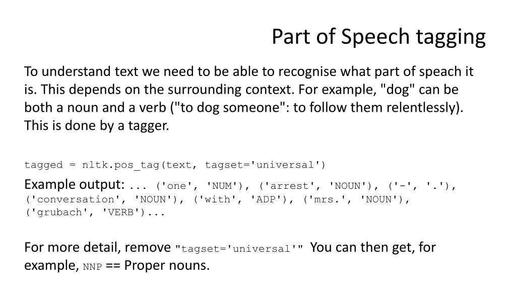 part of speech tagging