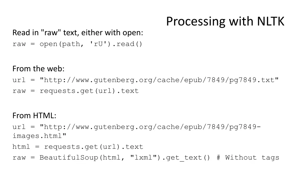 processing with nltk