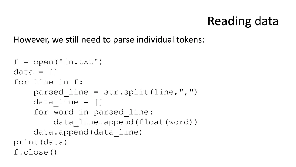 reading data