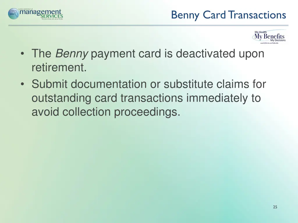 benny card transactions