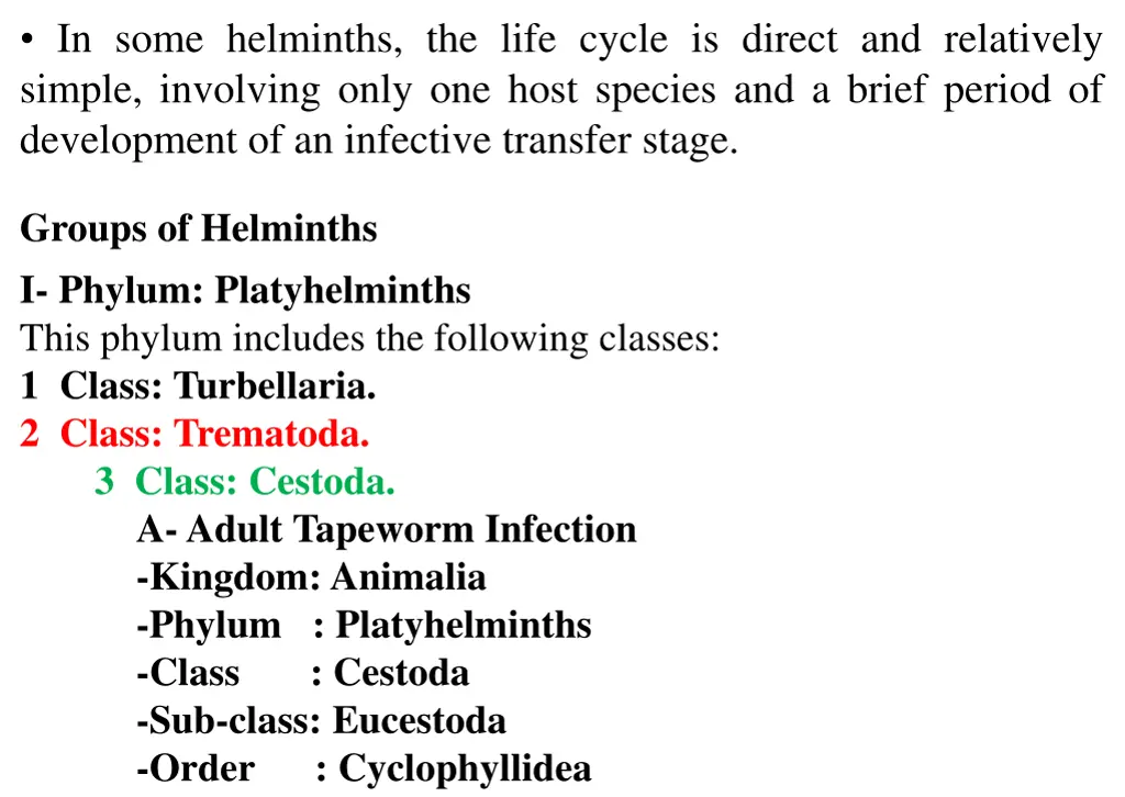in some helminths the life cycle is direct
