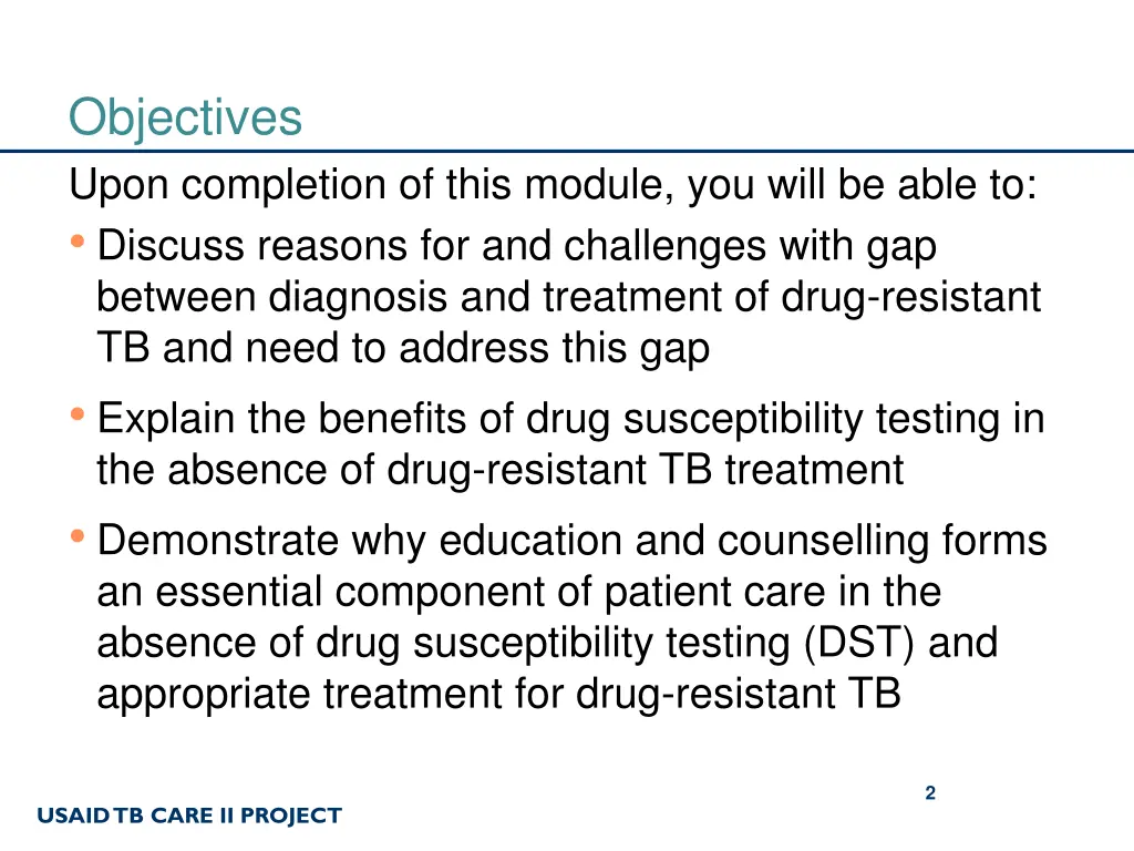 objectives upon completion of this module
