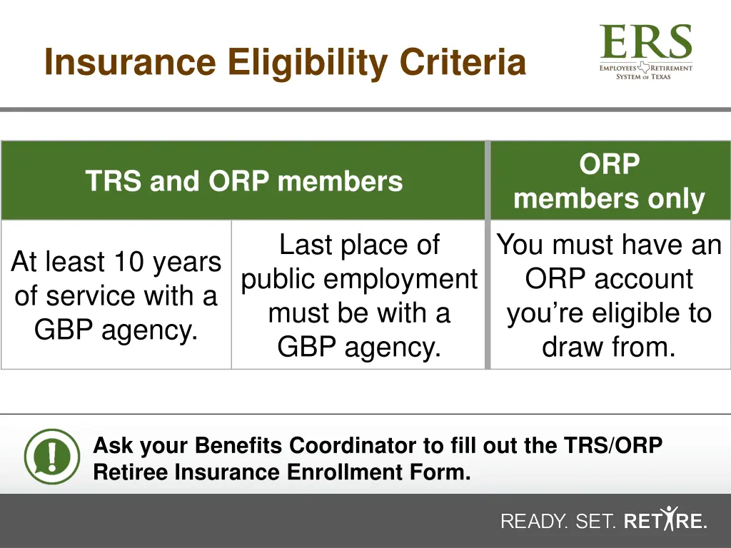insurance eligibility criteria