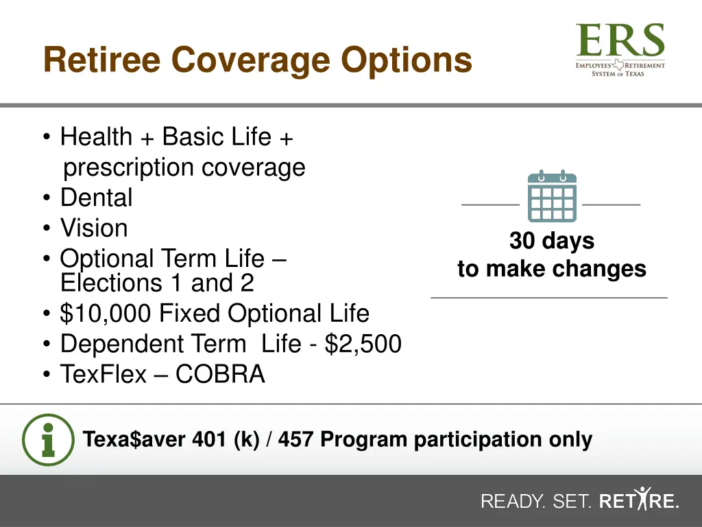 retiree coverage options
