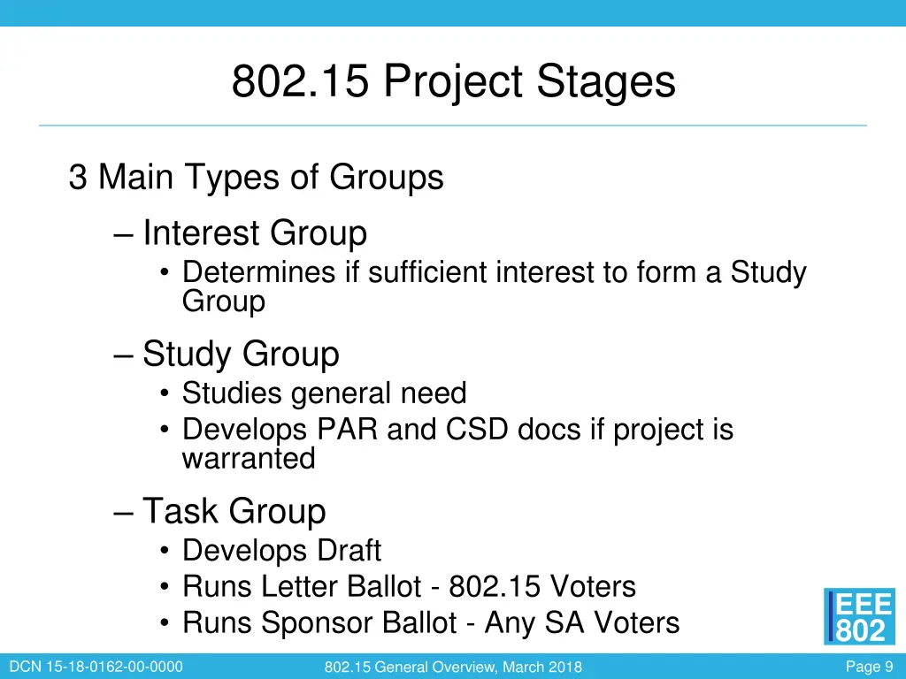 802 15 project stages
