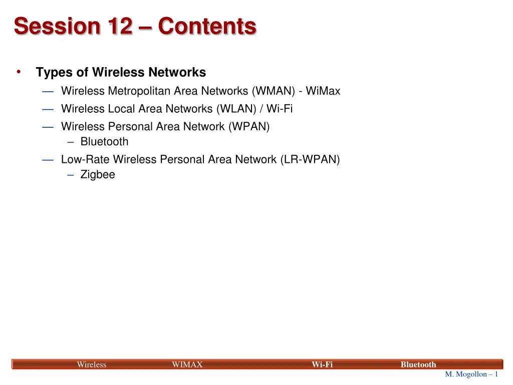 session 12 contents
