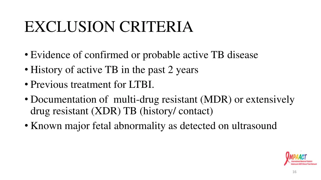 exclusion criteria