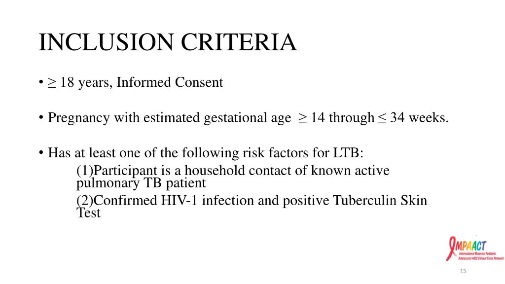 inclusion criteria