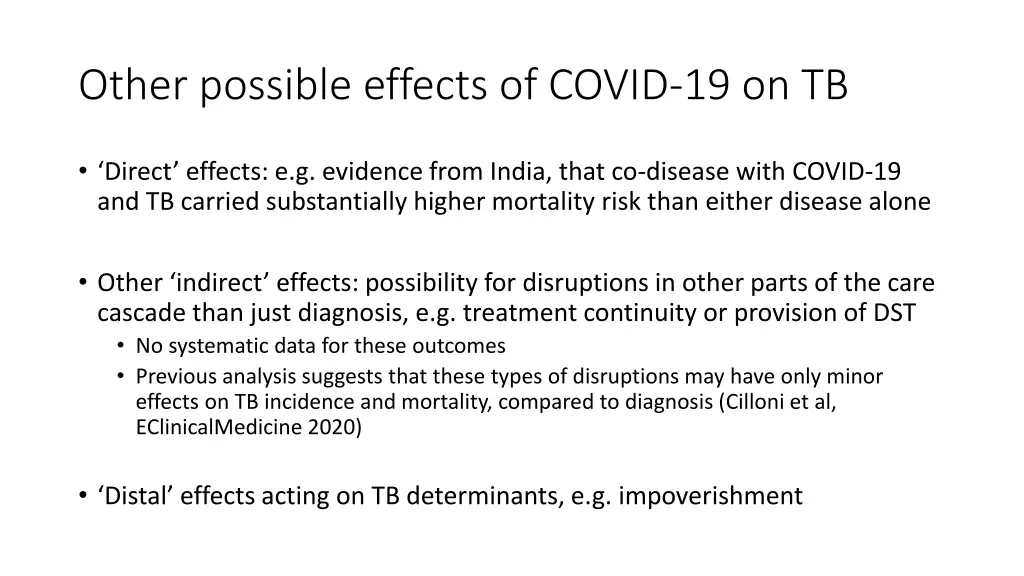 other possible effects of covid 19 on tb
