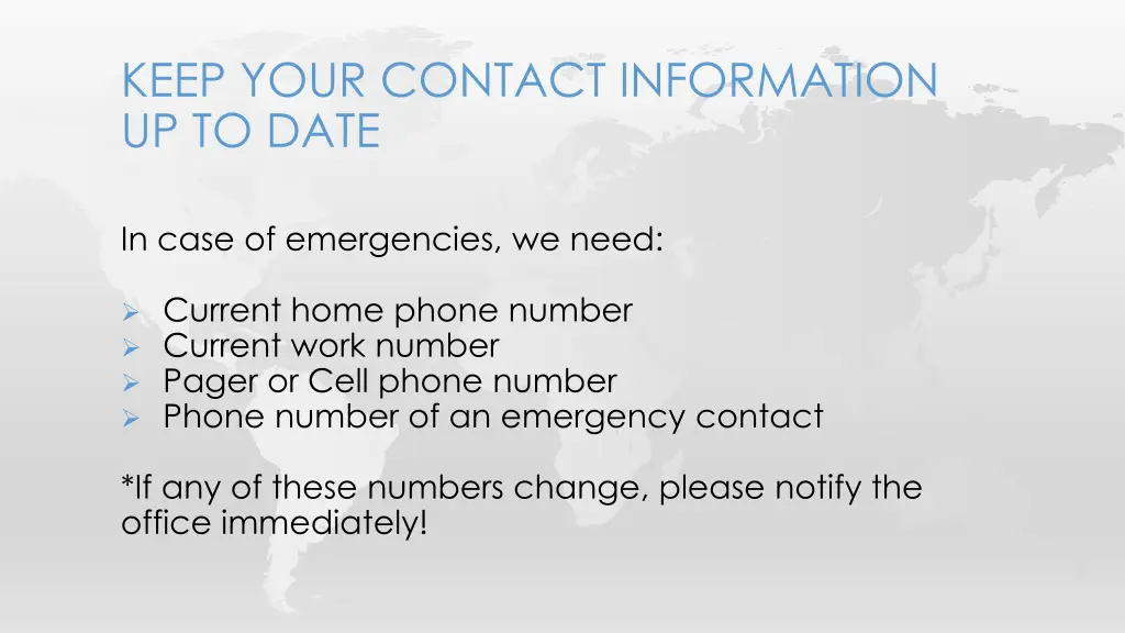 keep your contact information up to date
