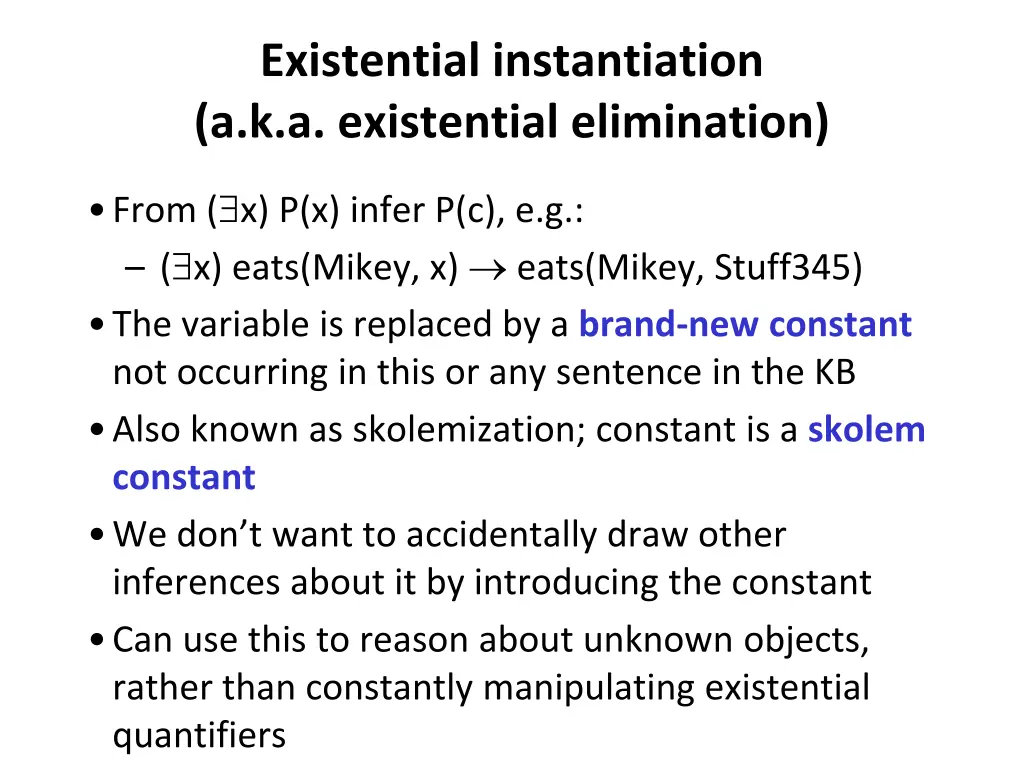 existential instantiation a k a existential
