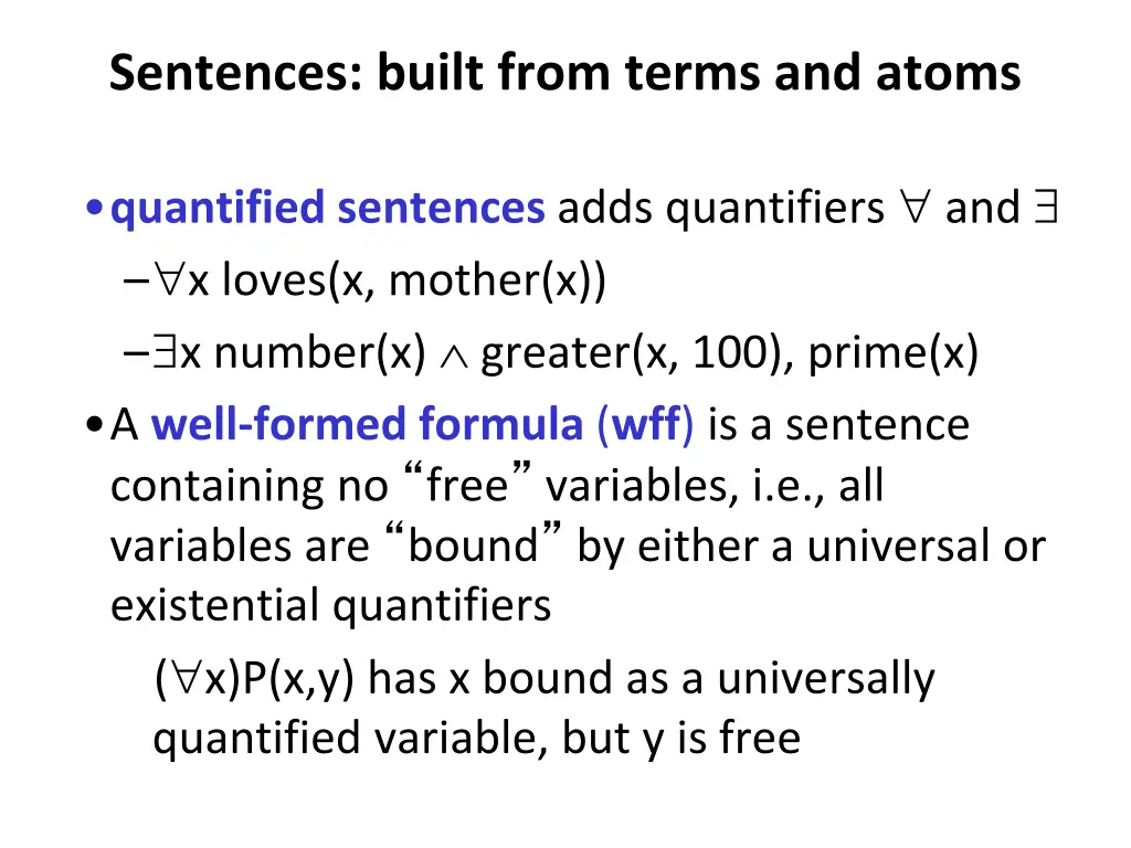 sentences built from terms and atoms 2