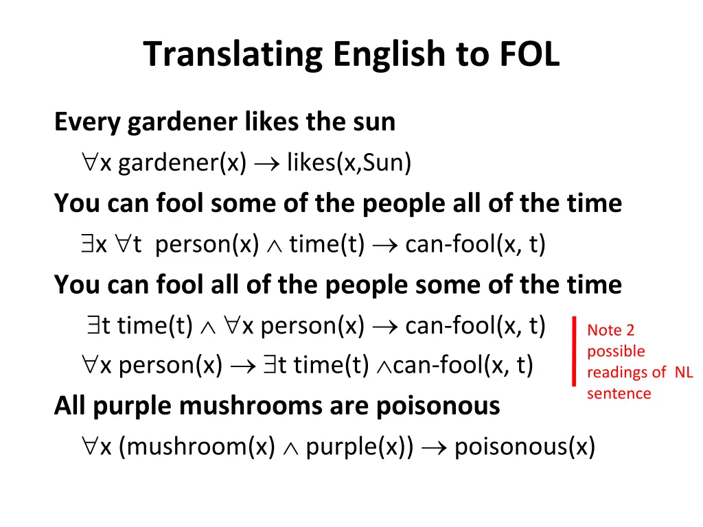 translating english to fol