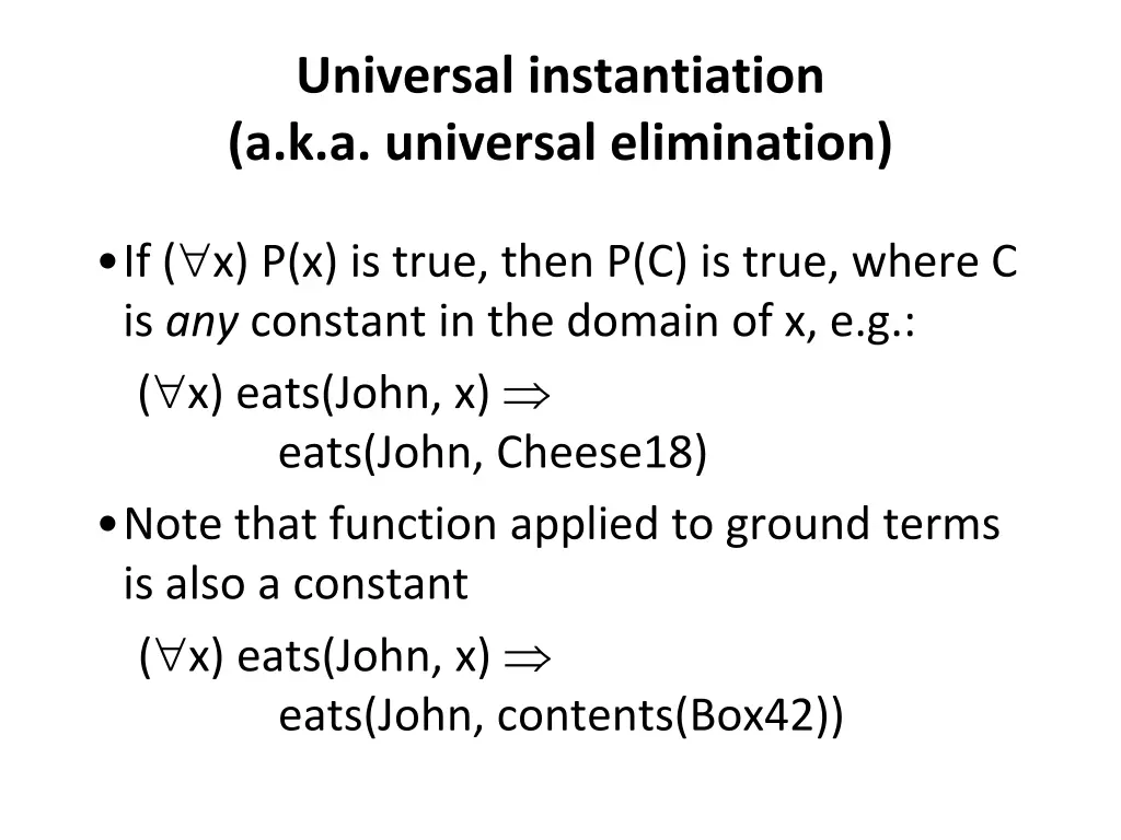 universal instantiation a k a universal