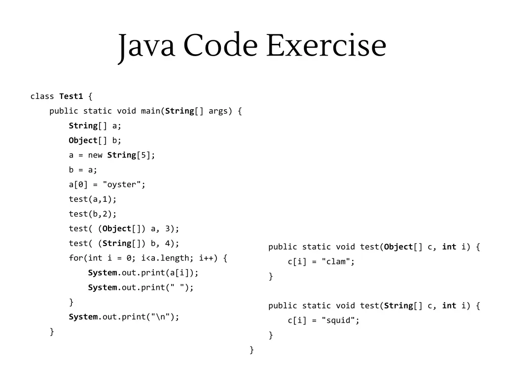 java code exercise 1