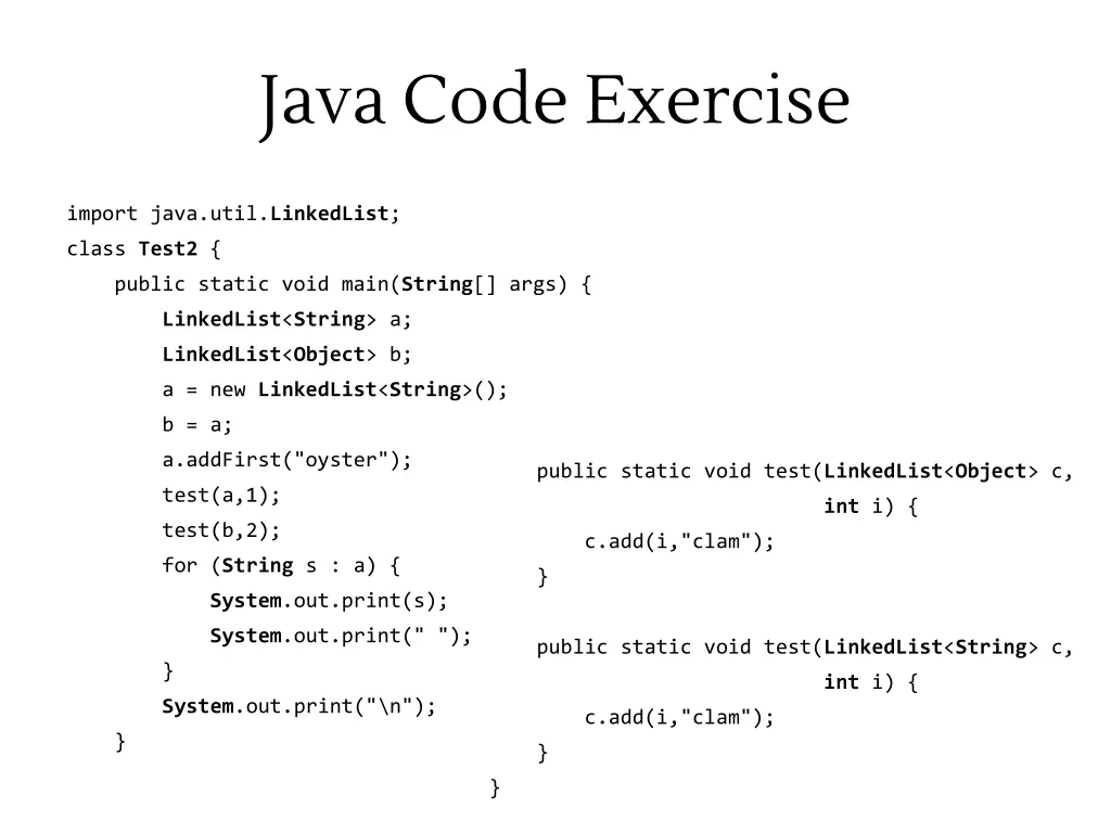 java code exercise 3