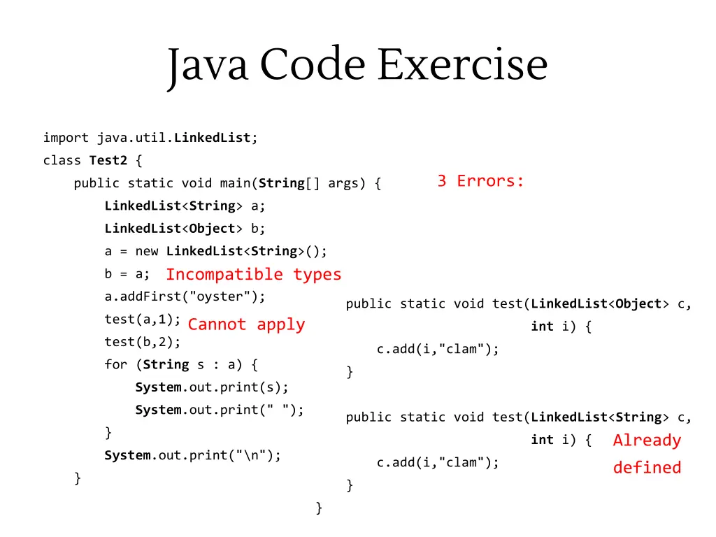 java code exercise 4
