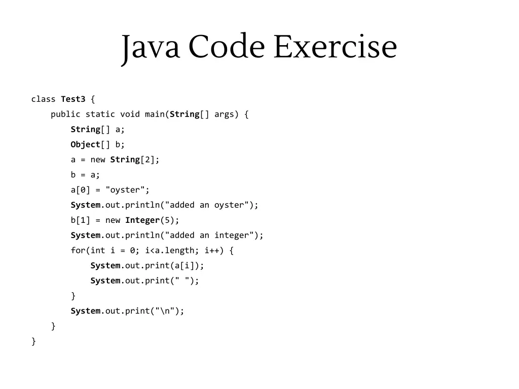 java code exercise 5