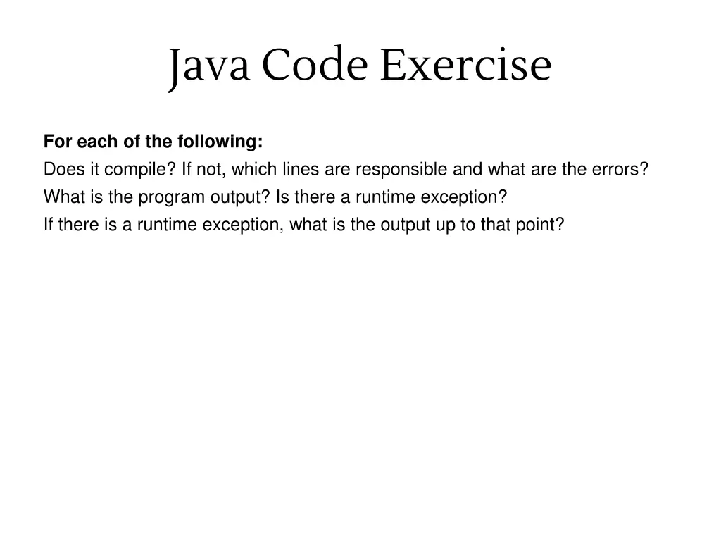 java code exercise