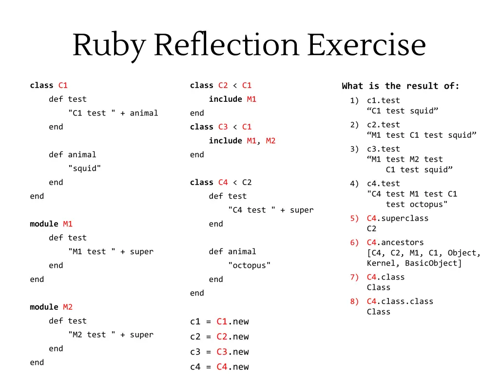 ruby reflection exercise 1