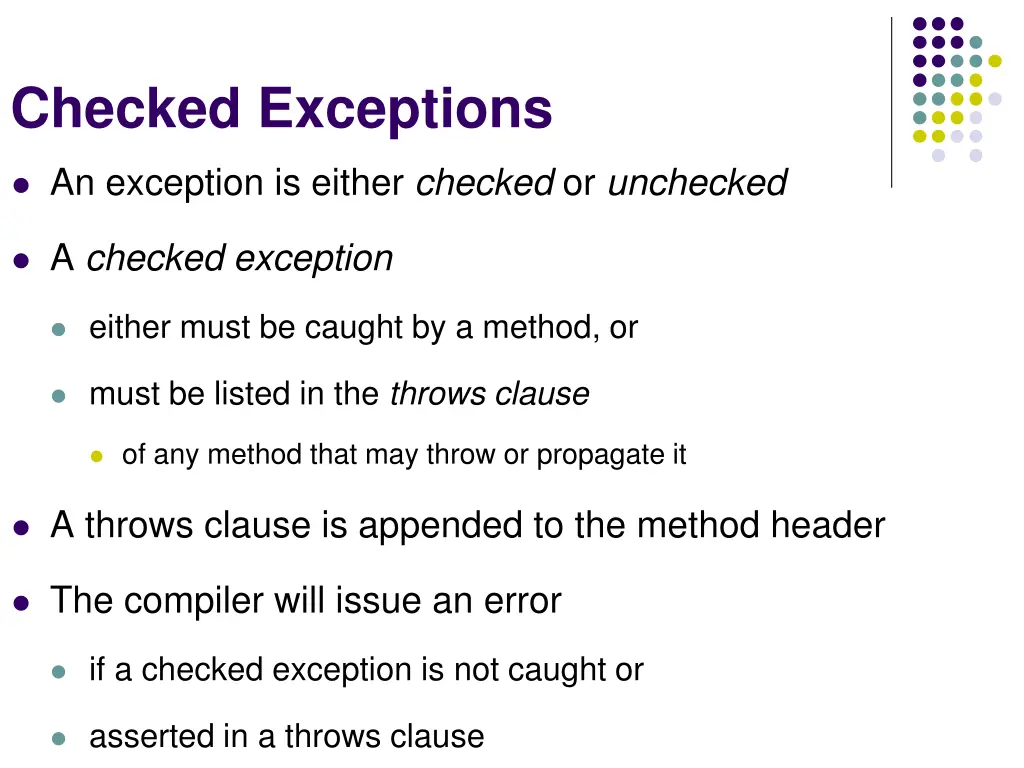 checked exceptions