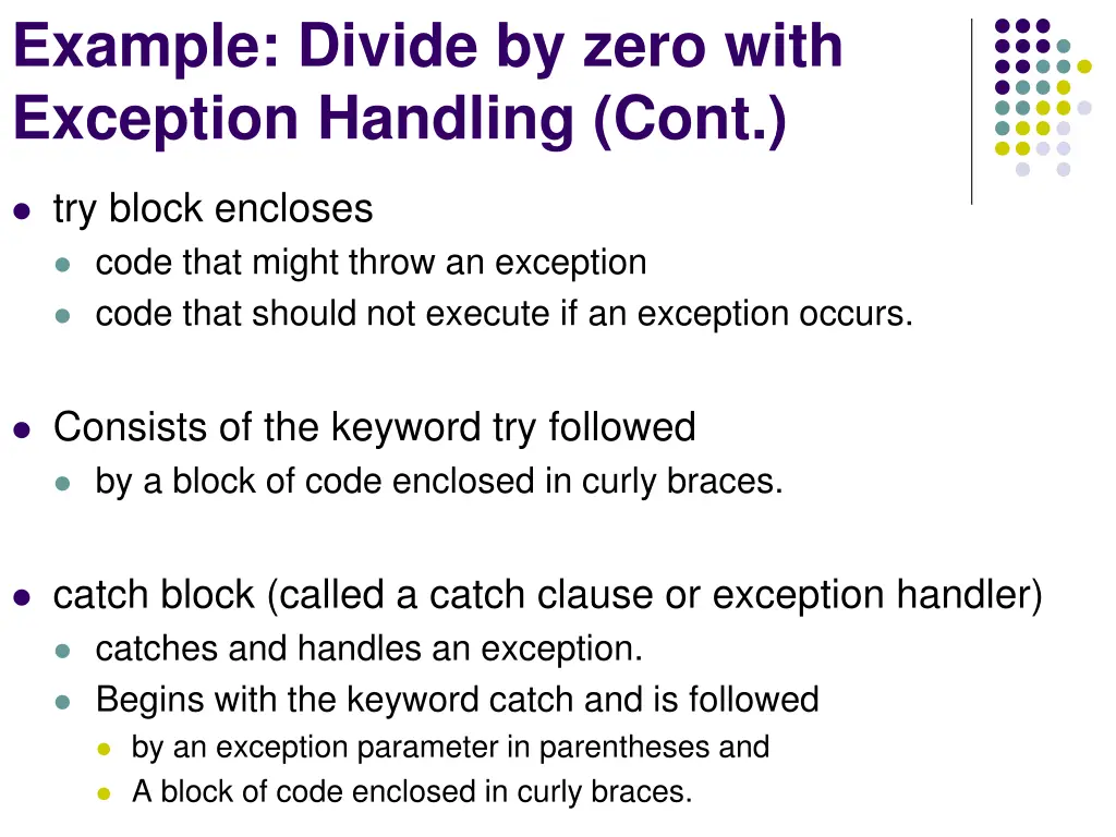 example divide by zero with exception handling 1