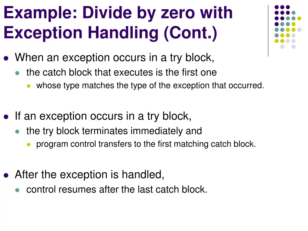 example divide by zero with exception handling 2