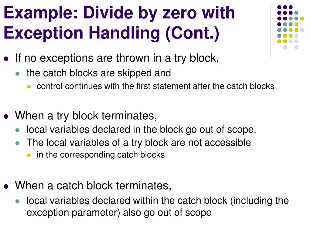 example divide by zero with exception handling 3